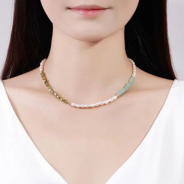 品彩 新中式国风小米珠 轻奢高级感 精致小众【只此青绿】 淡水珍珠 项链 女款