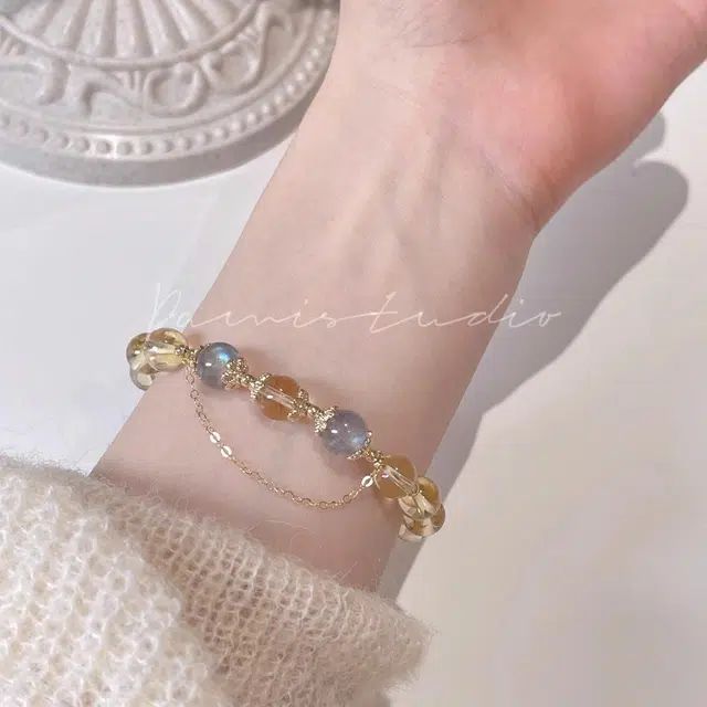 龙弗 【财富之晶】财源滚滚吸引财富月光守护能量之晶小众设计高级感时来运转顺顺利利手饰百搭好运饰品 黄水晶 手串 女款