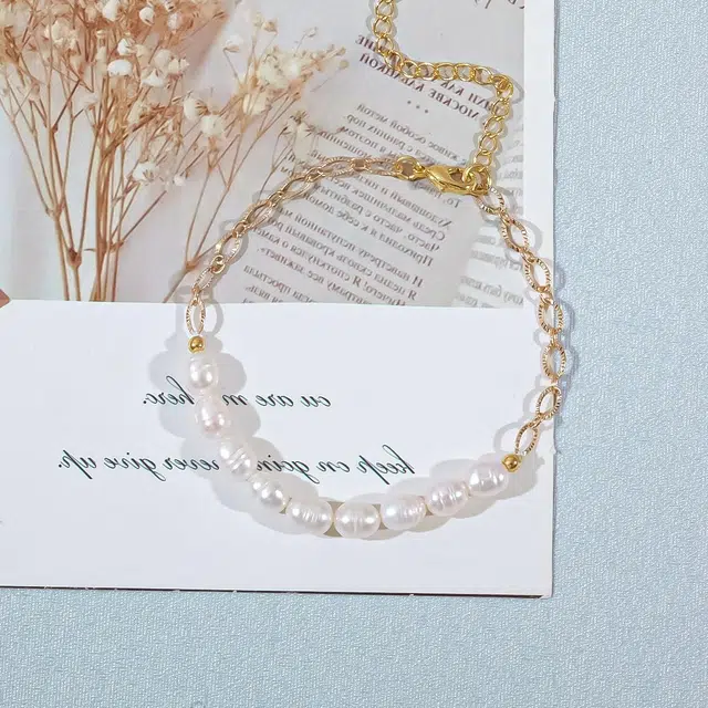 品彩 简约设计 欧美风拼接 百搭时尚高级感 年轻 淡水珍珠 手链 女款
