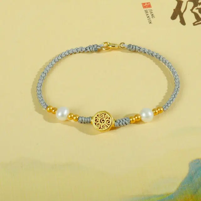 品彩 发财树转运珠编织 新中式国潮 复古年轻 淡水珍珠 手链 女款