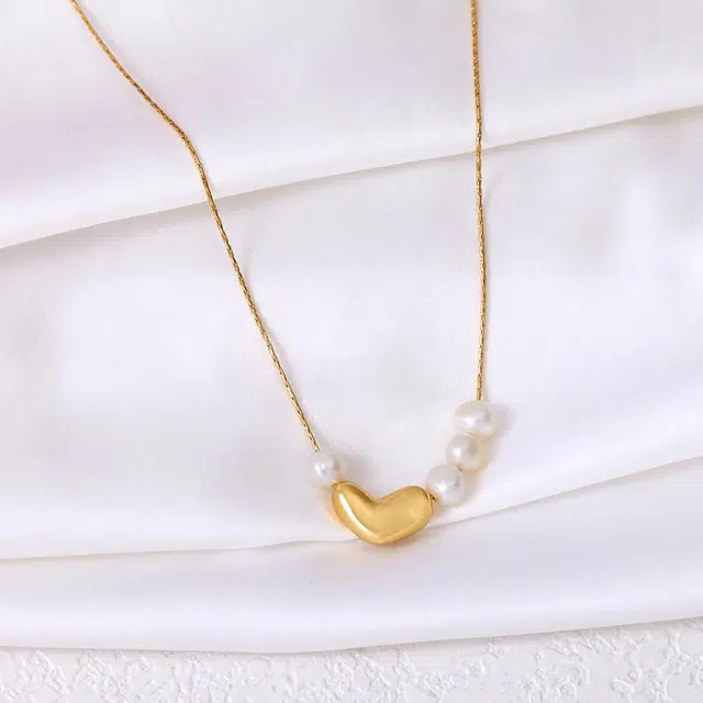 品彩 爱心 不对称设计锁骨链轻奢高级感 淡水珍珠 珍珠项链 女款