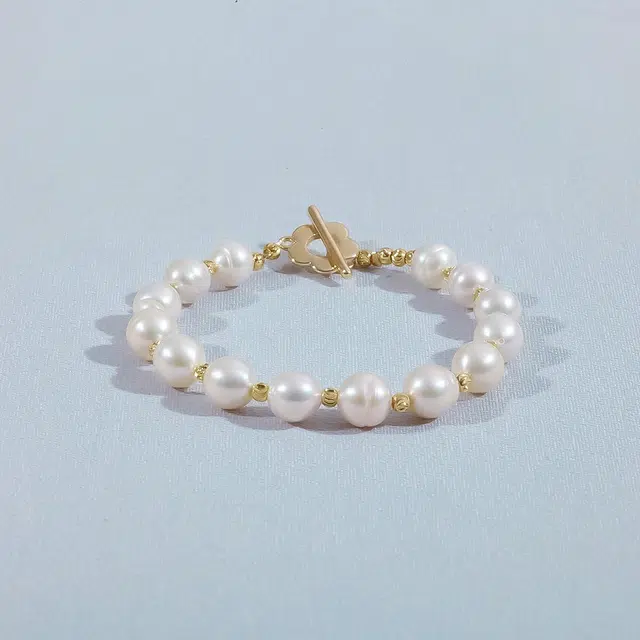 品彩 金珠小花 甜美少女感 百搭年轻时尚 淡水珍珠 手串 女款