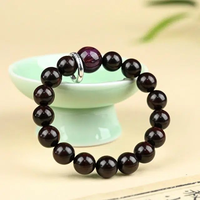 天纵 新中式国潮文玩转运珠 紫气东来 一叶暴富 佛珠原创设计高级感 好运平安念珠 紫檀属 手串 男女同款情侣款