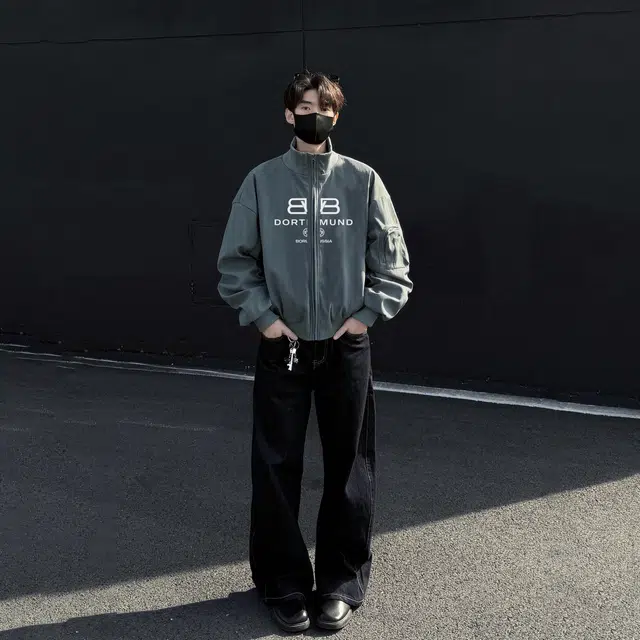 普鲁士多特蒙德 经典标语休闲立领拉链夹克 男女同款