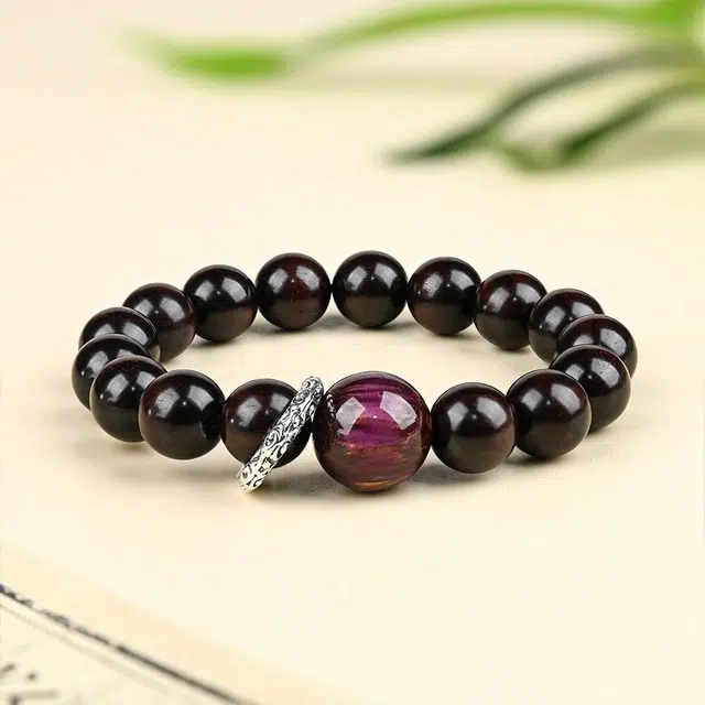 天纵 新中式国潮文玩转运珠 紫气东来 一叶暴富 佛珠原创设计高级感 好运平安念珠 紫檀属 手串 男女同款情侣款