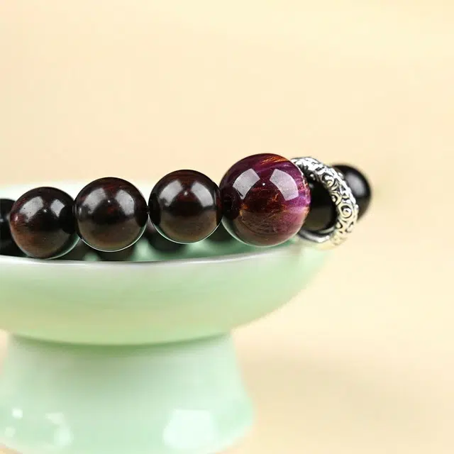 天纵 新中式国潮文玩转运珠 紫气东来 一叶暴富 佛珠原创设计高级感 好运平安念珠 紫檀属 手串 男女同款情侣款