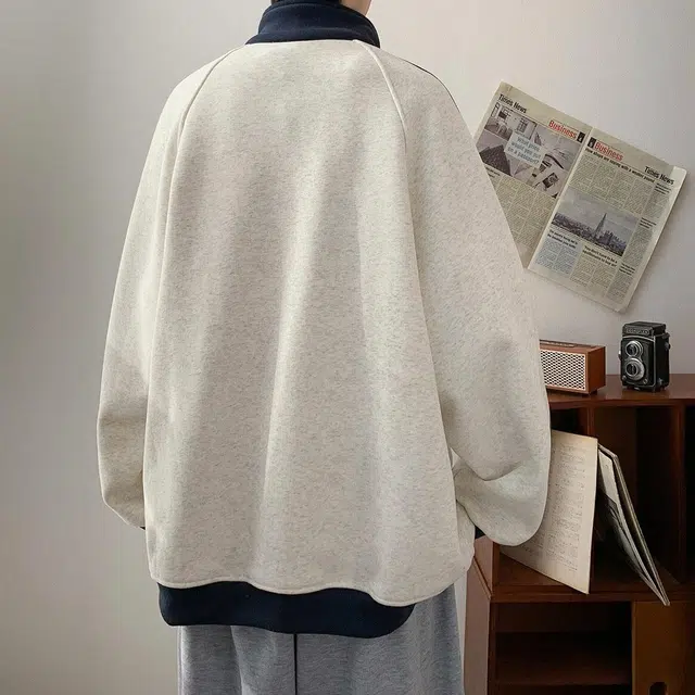颂希尔 美式学院风撞色拼接潮流百搭条纹夹克外套 男女同款