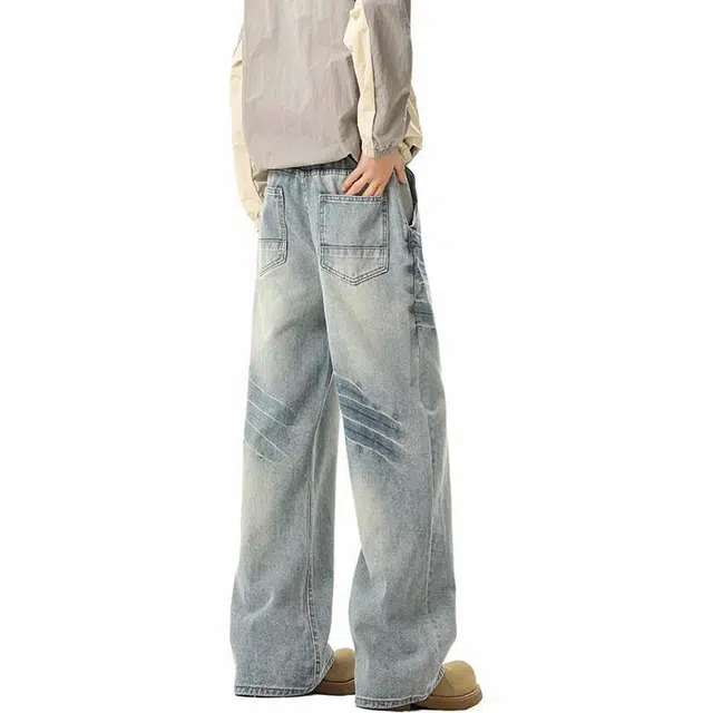 KEIRANDUN Vintage Washed Denim Jeans