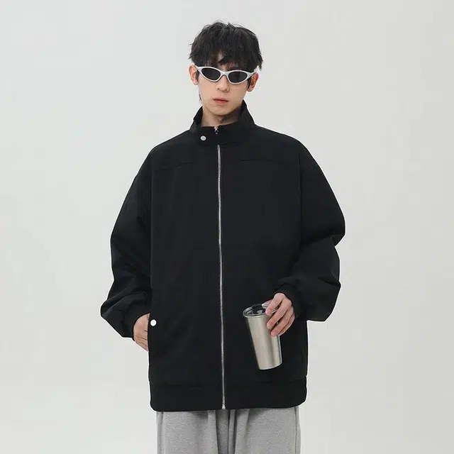 绘承 纯色简约潮牌百搭拉链飞行员夹克外套 男女同款