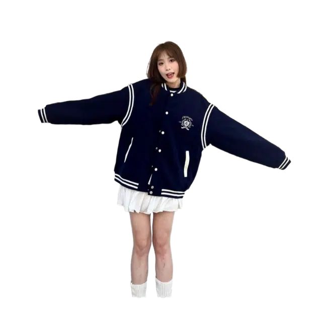 费尔岛上的猫  美式潮牌印花重磅学院风宽松休闲棒球服 男女同款