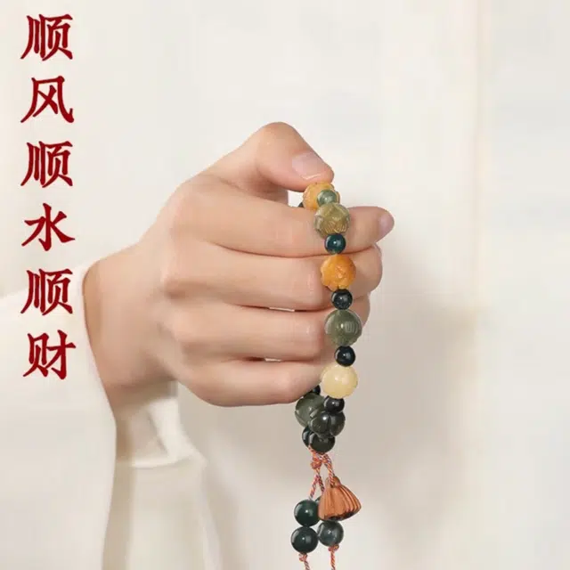 唐述 好运莲莲 暴富暴美有钱花新中式国风小众清新百搭流苏 考试考研上岸 菩提根 手串 男女同款情侣款