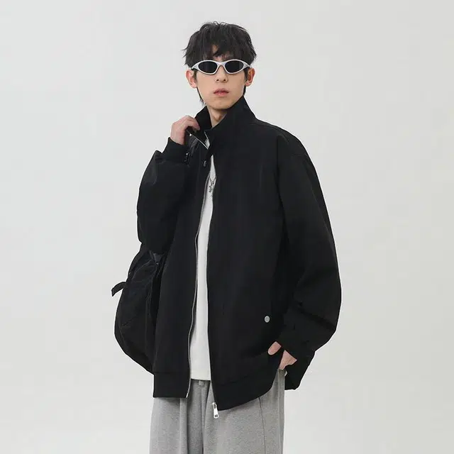 绘承 纯色简约潮牌百搭拉链飞行员夹克外套 男女同款