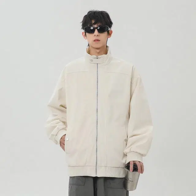 绘承 纯色简约潮牌百搭拉链飞行员夹克外套 男女同款