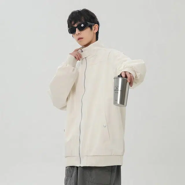 绘承 纯色简约潮牌百搭拉链飞行员夹克外套 男女同款