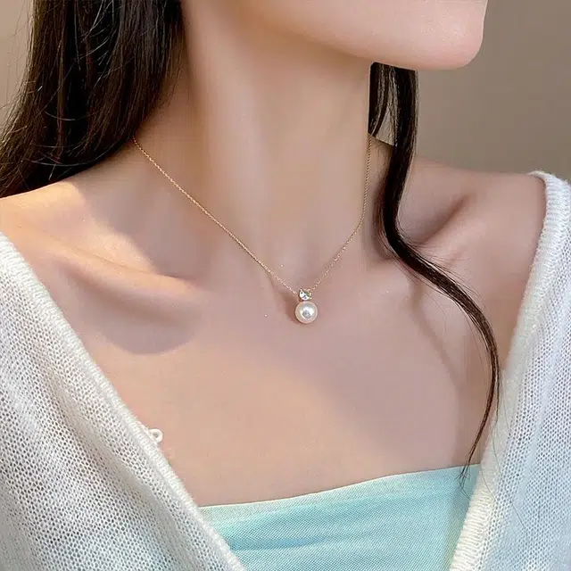 韵系 简约高级感单颗珍珠 铜镀金 项链 女款