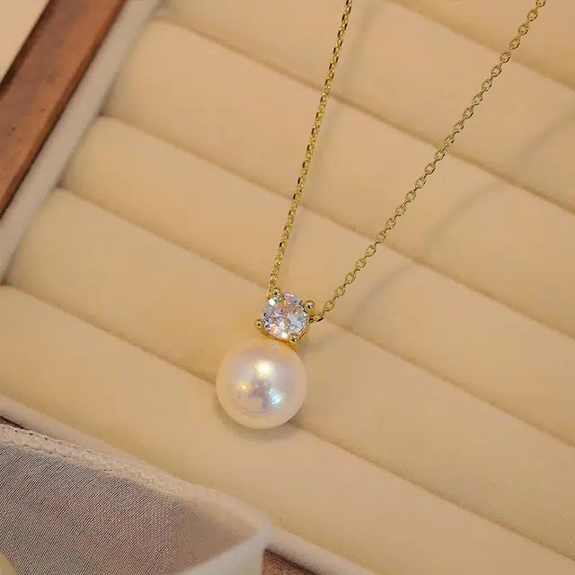 韵系 简约高级感单颗珍珠 铜镀金 项链 女款