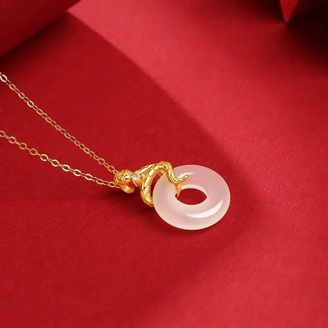 印象眸 平安扣 新中式小众设计精致气质福气满满多财多福诸事顺利如意平安环甜甜圈 礼盒包装#好运 玉髓 玉石项链 女款