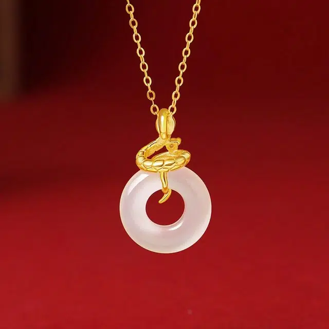 印象眸 平安扣 新中式小众设计精致气质福气满满多财多福诸事顺利如意平安环甜甜圈 礼盒包装#好运 玉髓 玉石项链 女款