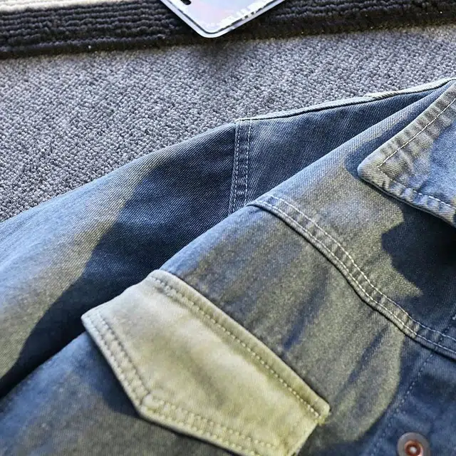 【dme】 美式嘻哈高街学院风复古基础款简约高级感工装大口袋休闲百搭宽松翻领牛仔外套 男女同款