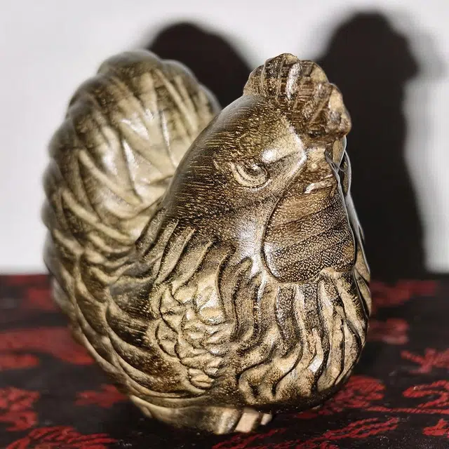 仙作美 假一赔万（金鸡报喜）金丝楠手把件中式工艺品文玩 阴沉木 木作摆件 男女同款情侣款
