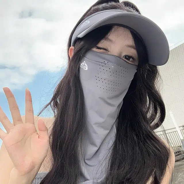 艾佳微 夏季户外出行遮阳口罩一体大头围显脸小多色可选 锦纶 防晒帽 男女同款情侣款