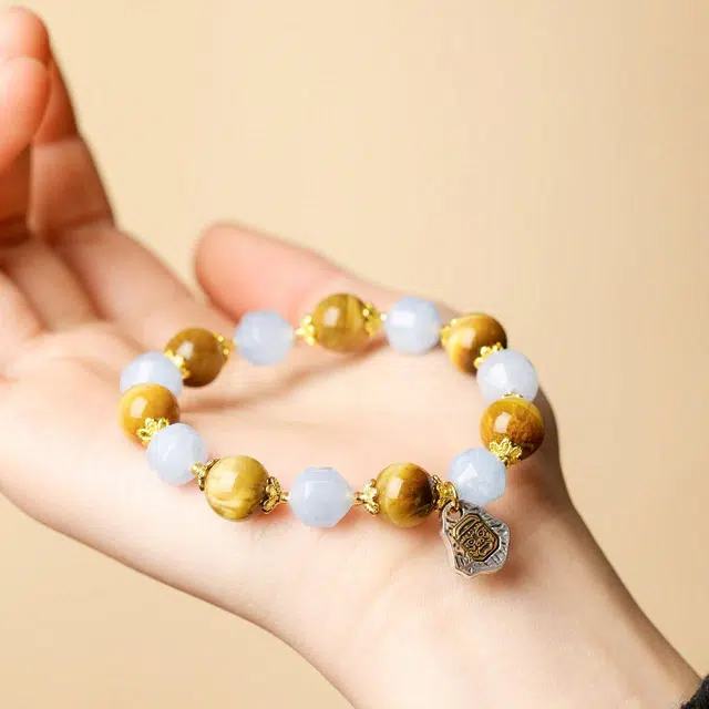 本木 【前程似锦 学业顺利】扎基拉姆守护转运净化霉运进宝时来运转好运八方来财小众高级好运礼盒 虎眼石 手串 男女同款情侣款