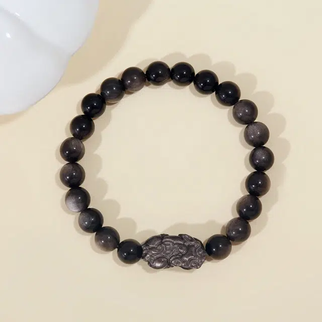 琉堇 新中式招财纳福吞金兽国潮复古风转运珠 时尚高级精美礼盒#好运 黑曜石 手串 男女同款情侣款