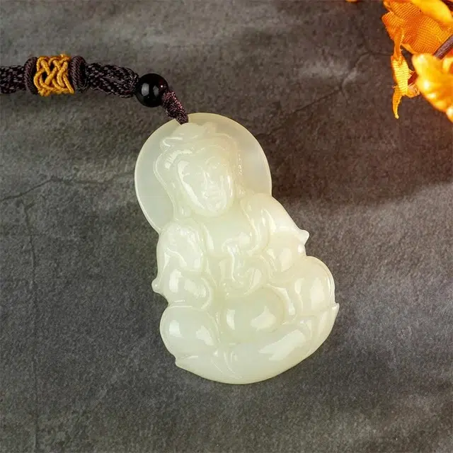 亿珍阁 净瓶观音 中式国风吉祥如意身带佛 平安 简约轻奢高级百搭 和田玉吊坠 白玉 男女同款情侣款