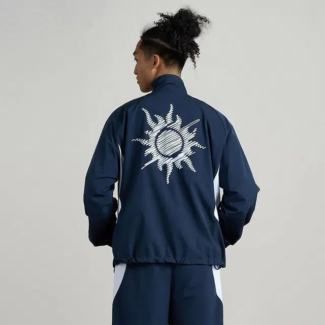 华人青年 拼接刺绣运动休闲宽松夹克 男女同款