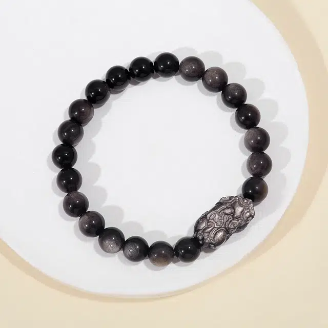 琉堇 新中式招财纳福吞金兽国潮复古风转运珠 时尚高级精美礼盒#好运 黑曜石 手串 男女同款情侣款