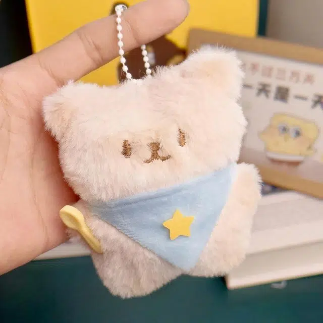 千桐 可爱呆萌干干小熊小猫咪  手机绳钥匙扣 行李箱 卡通玩偶 毛绒 挂件 男女同款情侣款