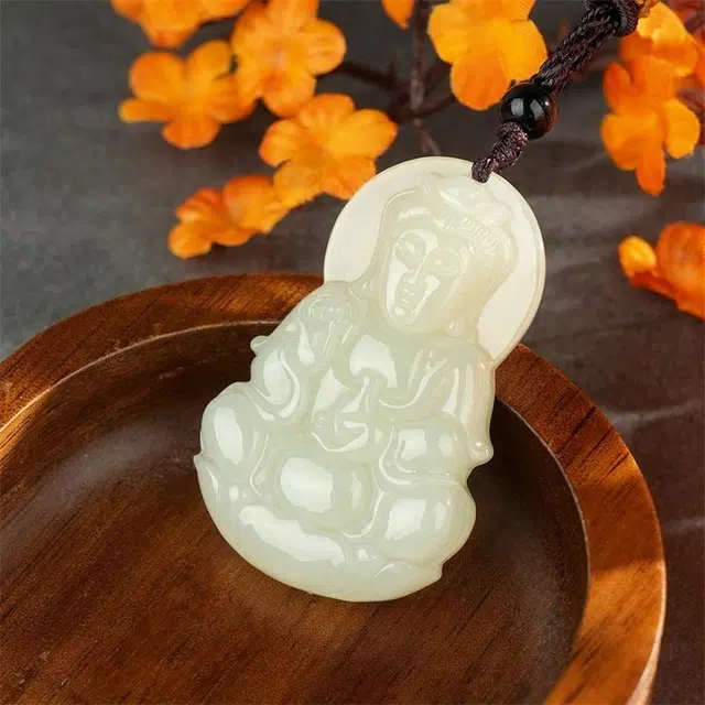 亿珍阁 净瓶观音 中式国风吉祥如意身带佛 平安 简约轻奢高级百搭 和田玉吊坠 白玉 男女同款情侣款