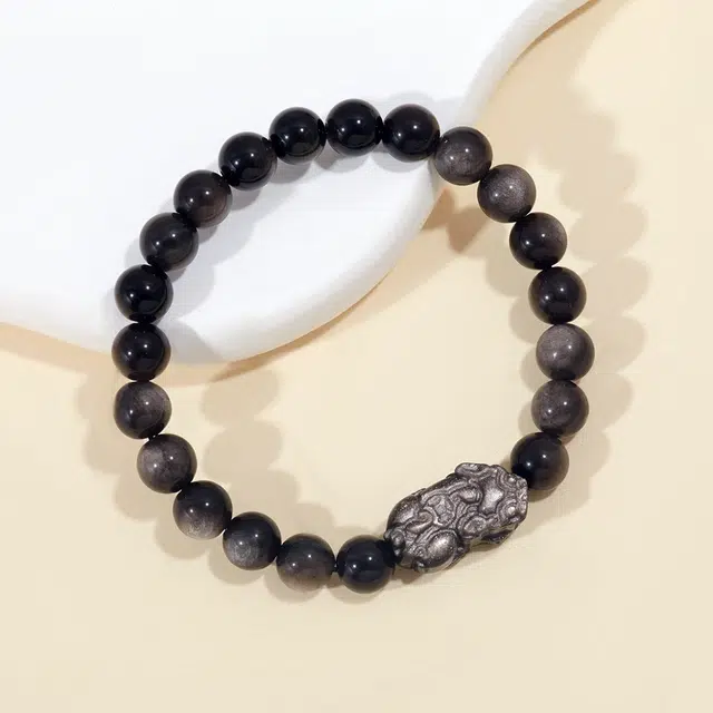 琉堇 新中式招财纳福吞金兽国潮复古风转运珠 时尚高级精美礼盒#好运 黑曜石 手串 男女同款情侣款