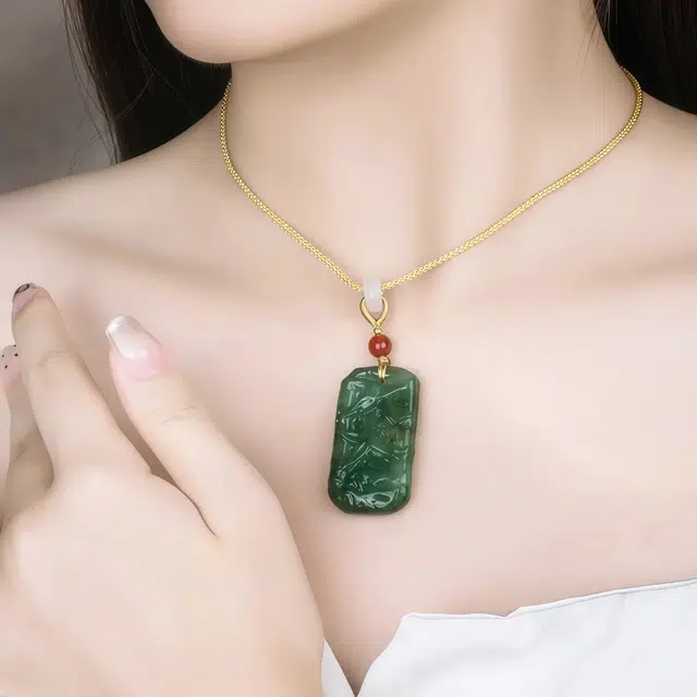 【精雕细琢】 帝苏行 竹节 新中式国潮 吉祥如意平安顺遂 简约小众设计 和田玉吊坠 白玉 女款