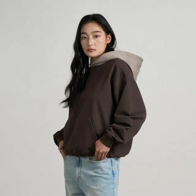 华人青年 撞色宽松帽衫休闲套头连帽卫衣 男女同款