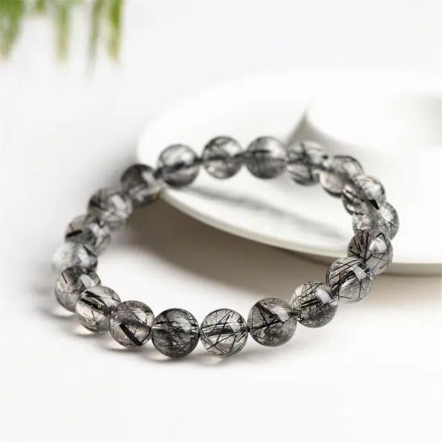 月岚 能量水晶招财转运轻奢小众饰品设计师精选高级珠宝潮流人气联名#好运天然 黑发晶 手串 男女同款情侣款