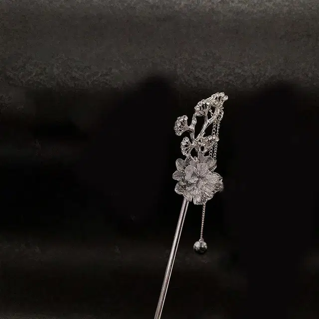 贯古今 古风水墨画花朵高级感气质盘发复古汉服步摇发钗 合金 发簪 女款