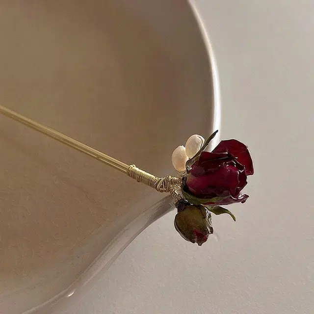 贯古今 新中式高级感玫瑰花 合金 发簪 女款
