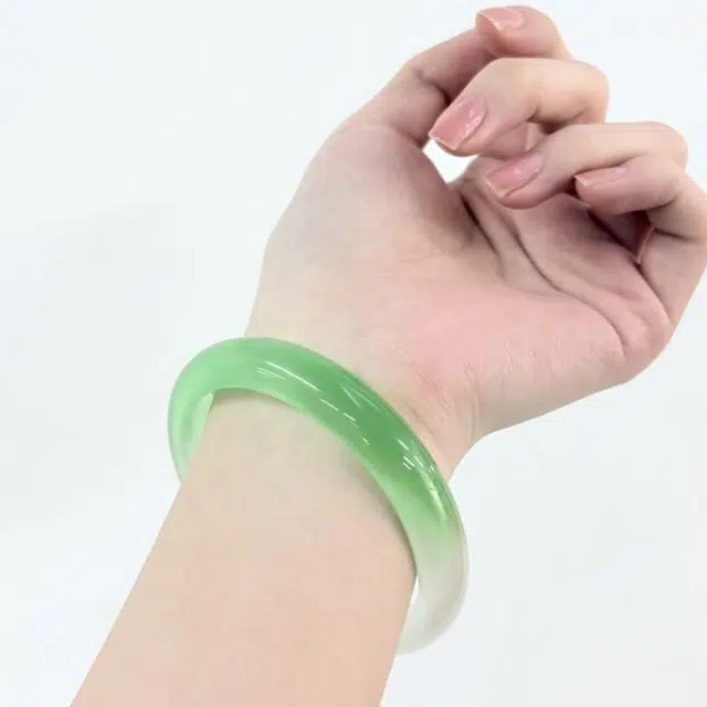 兰慕茵诺 新中式国潮国风 清冷感必备 渐变绿显白百搭 温婉气质 #好运 琉璃 手镯 女款