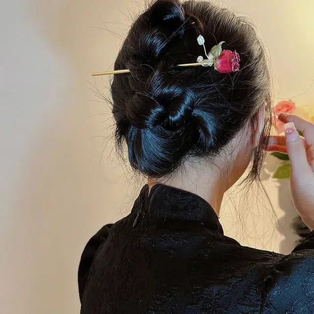 贯古今 新中式高级感玫瑰花 合金 发簪 女款
