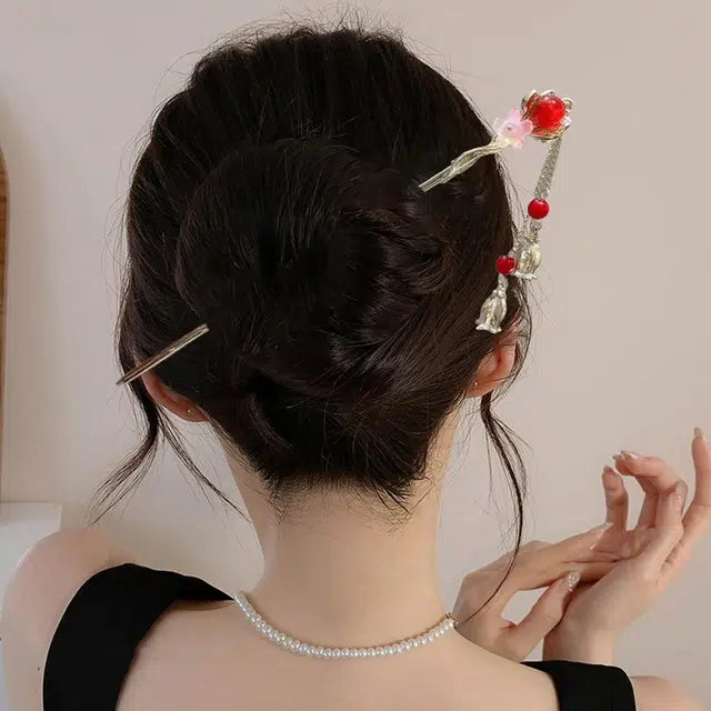 贯古今 新中式旗袍汉服发钗古风步摇花朵流苏 合金 发簪 女款