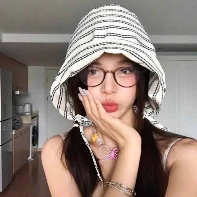 钓鱼熊 春夏款条纹系带包头帽显脸小百搭水桶帽遮阳防晒帽 聚酯纤维 渔夫帽 男女同款情侣款