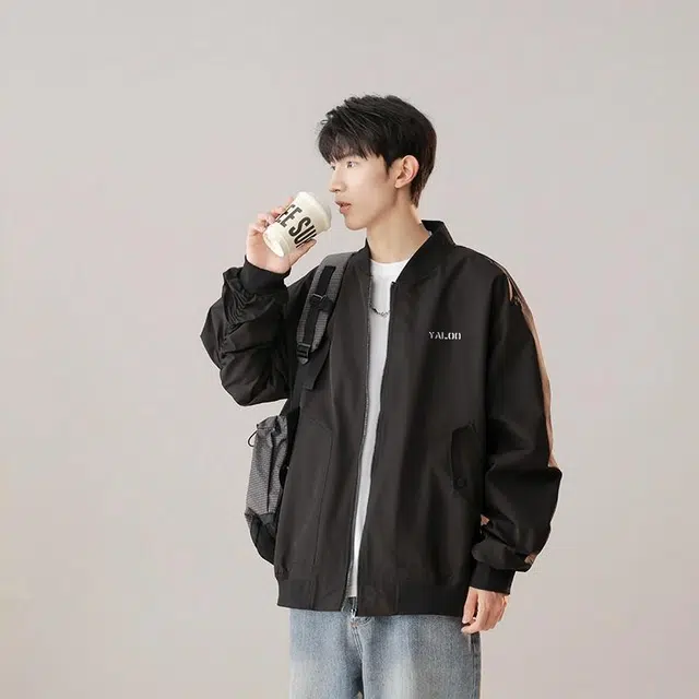 雅鹿 基础款复古简约百搭高街通勤百搭休闲棒球领宽松工装拉链落肩教练夹克外套 男女同款