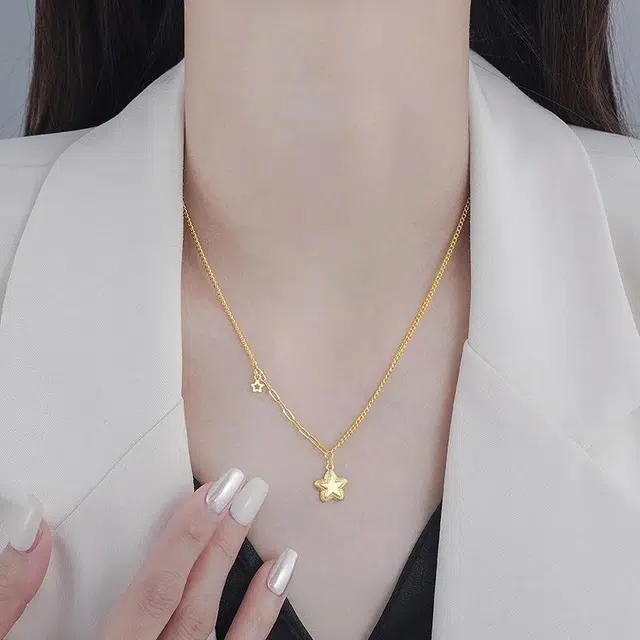 梵星饰季 小星愿 森系甜美风 精致轻奢小众设计感锁骨链 日常通勤百搭 合金 项链 女款