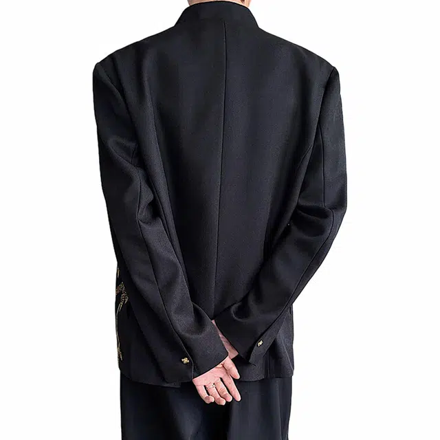 袋鼠 喜服亮片重工立领国风潮流痞帅精致高级轻奢宽松百搭简约休闲轻熟风夹克外套 男女同款