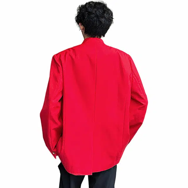 袋鼠 喜服亮片重工立领国风潮流痞帅精致高级轻奢宽松百搭简约休闲轻熟风夹克外套 男女同款