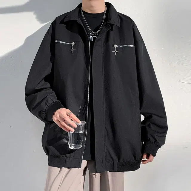 顶峰保罗 美式复古机能风翻领休闲宽松百搭工装痞帅韩版设计感夹克外套 男女同款