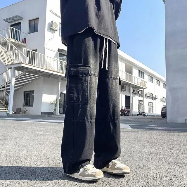 华夏儿女 春夏 美式复古街头百搭工装宽松直筒休闲阔腿牛仔裤 男款