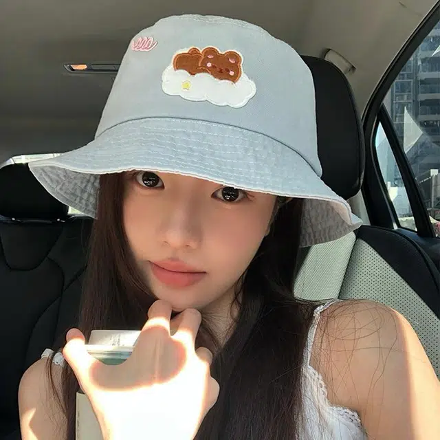 优莲茵 韩系甜美可爱小熊 春夏季百搭盆帽大头围显脸小防晒遮阳 糖果色甜妹出游帽 棉 渔夫帽 女款