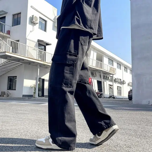 华夏儿女 春夏 美式复古街头百搭工装宽松直筒休闲阔腿牛仔裤 男款